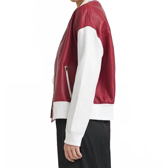 NEW JAKETT fallon burnished leather jacket in red/white - Picture 3 of 3